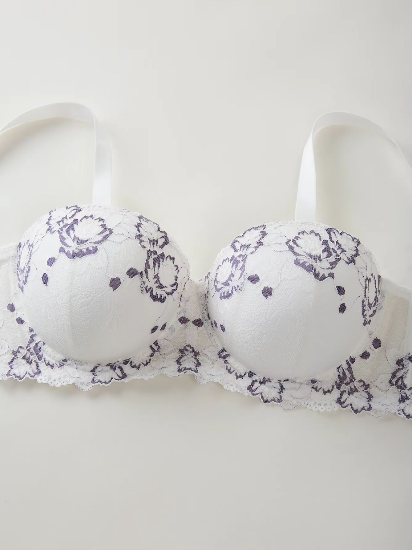 Plus Size Lace & Embroidery Wo - Plunge Bra Push Up ulasan dan harga